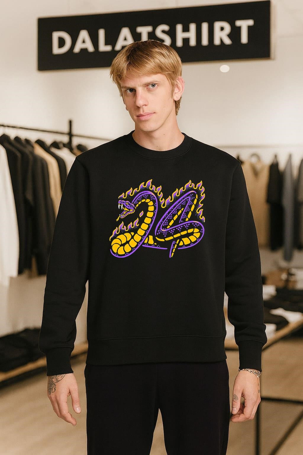 Mamba Mentality Purple Yellow Snake Flame Number 24 Tribute shirt