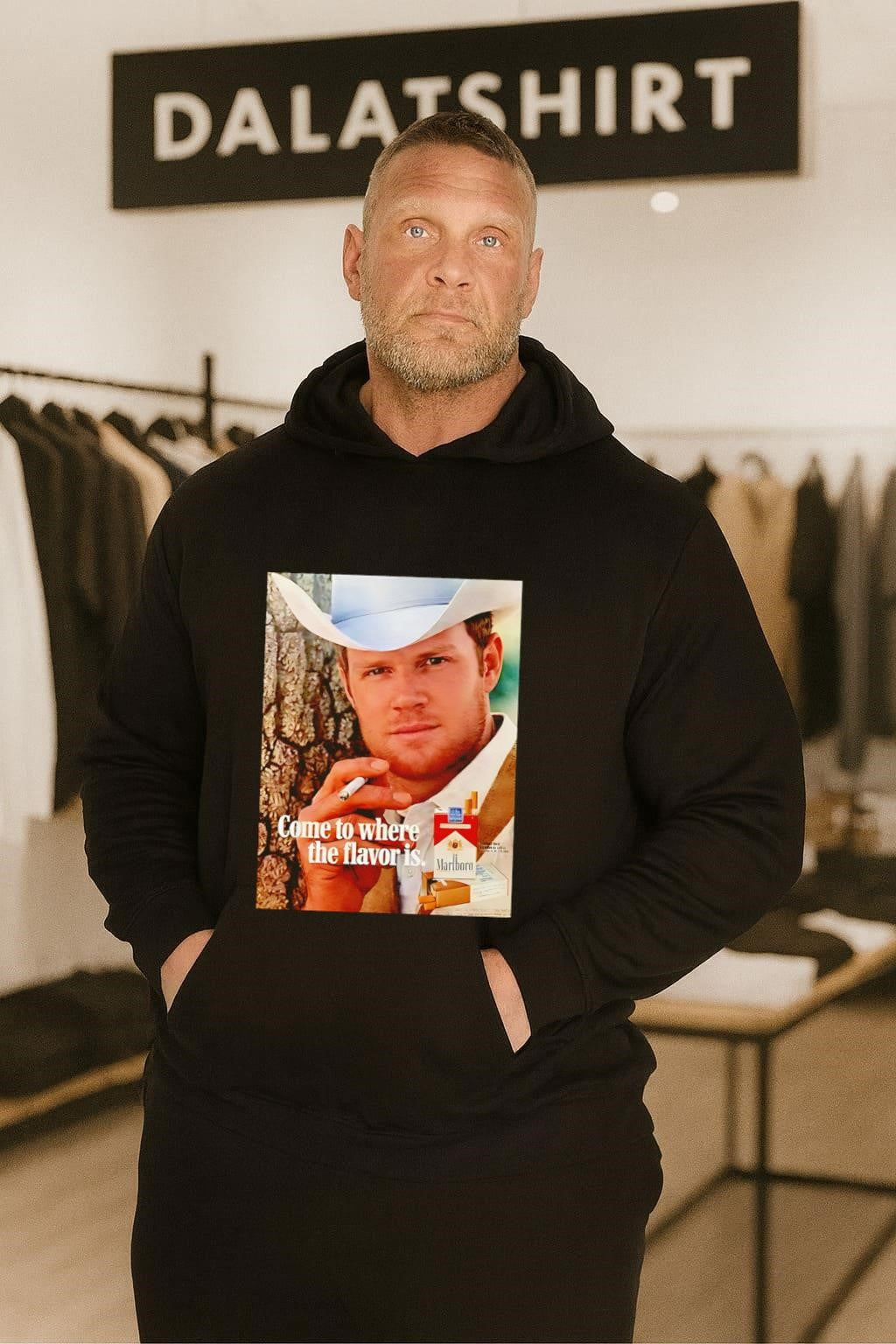 Marlboro Cowboy Come to where the flavor is Cigarette Pack shirt