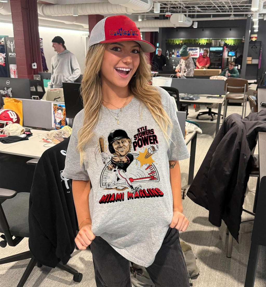 Marlins Kyle Stowers Power MLB cartoon shirt