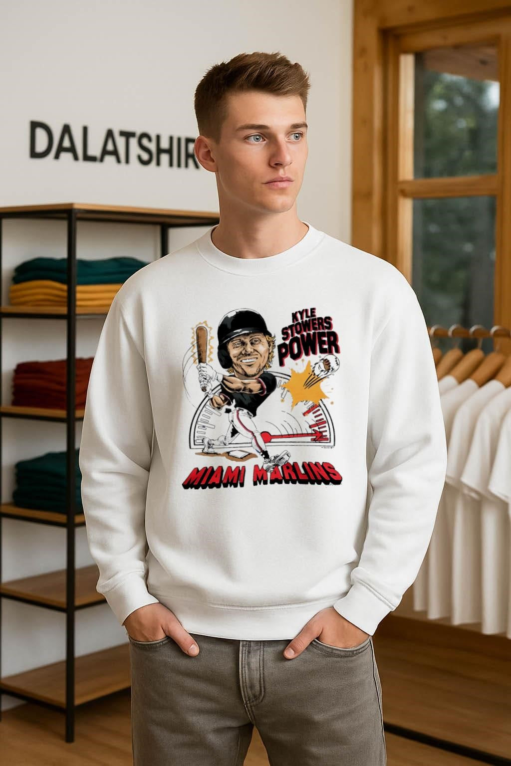 Marlins Kyle Stowers Power MLB cartoon shirt