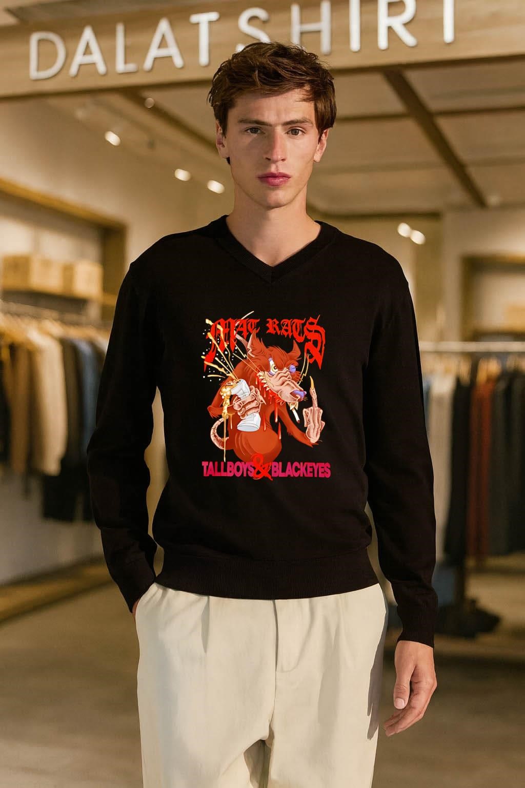 Mat Rats Tallboys and Blackeyes Cartoon Wolf Graphic shirt