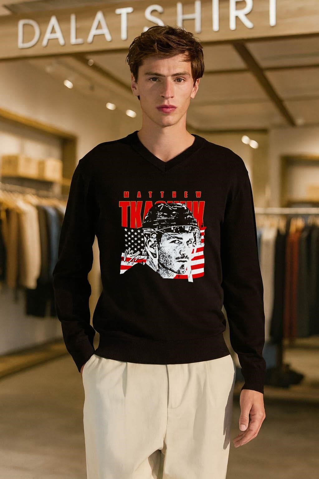 Matthew Tkachuk American Flag Signature shirt