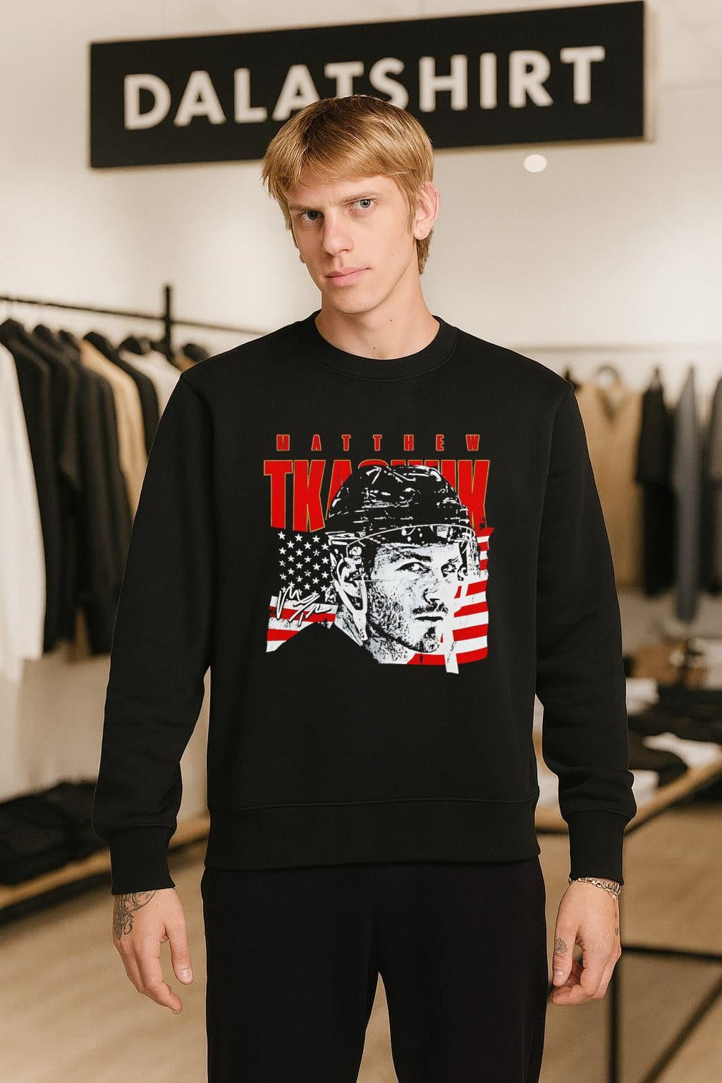 Matthew Tkachuk American Flag Signature shirt