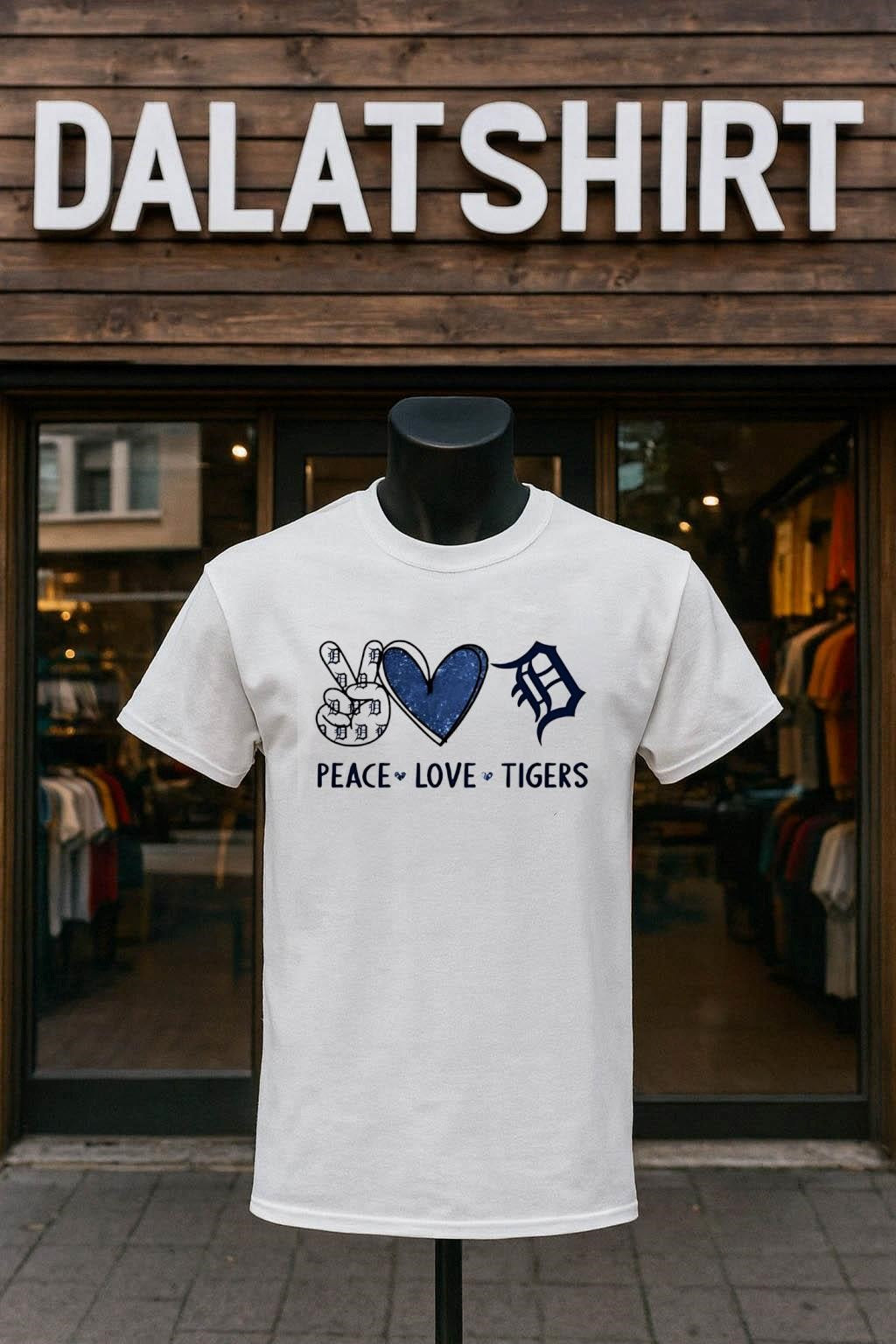 Peace Love Tigers Detroit Baseball Fan Graphic shirt