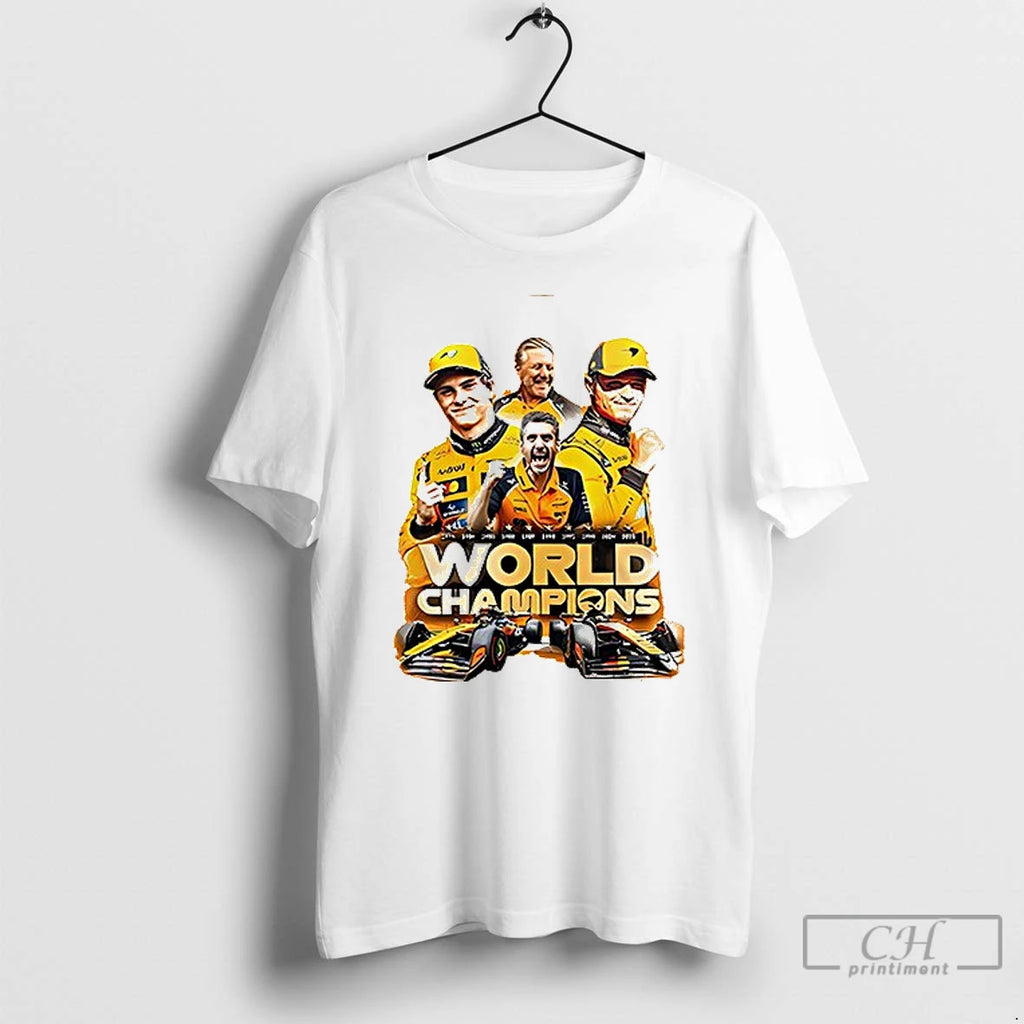 Mclaren Formula 1 Team 2025 Constructors World Champions Pose T Shirts