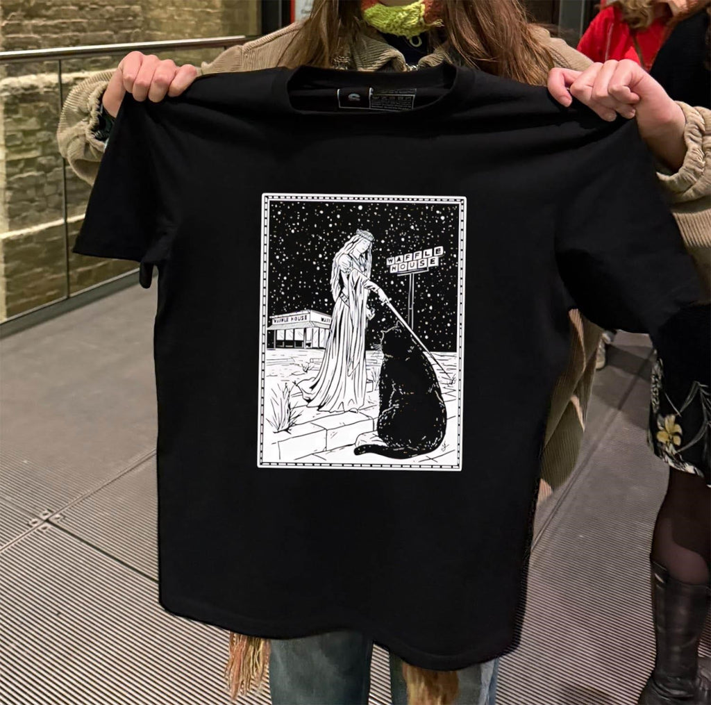 Medieval Cat Waffle House Tarot retro shirt