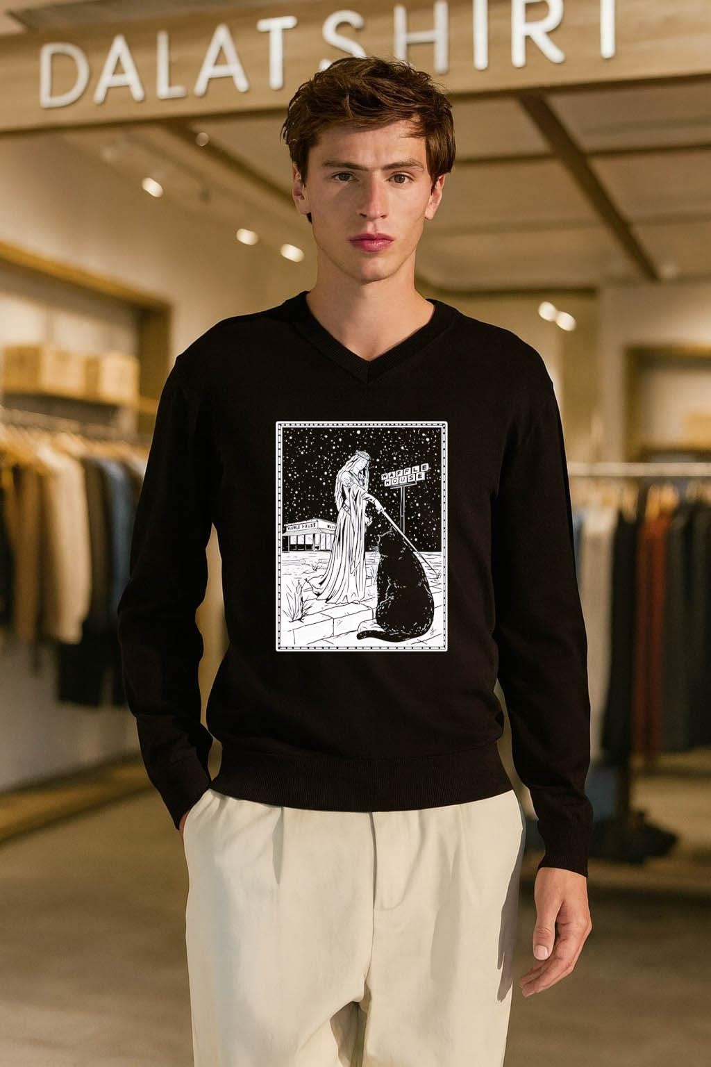 Medieval Cat Waffle House Tarot retro shirt
