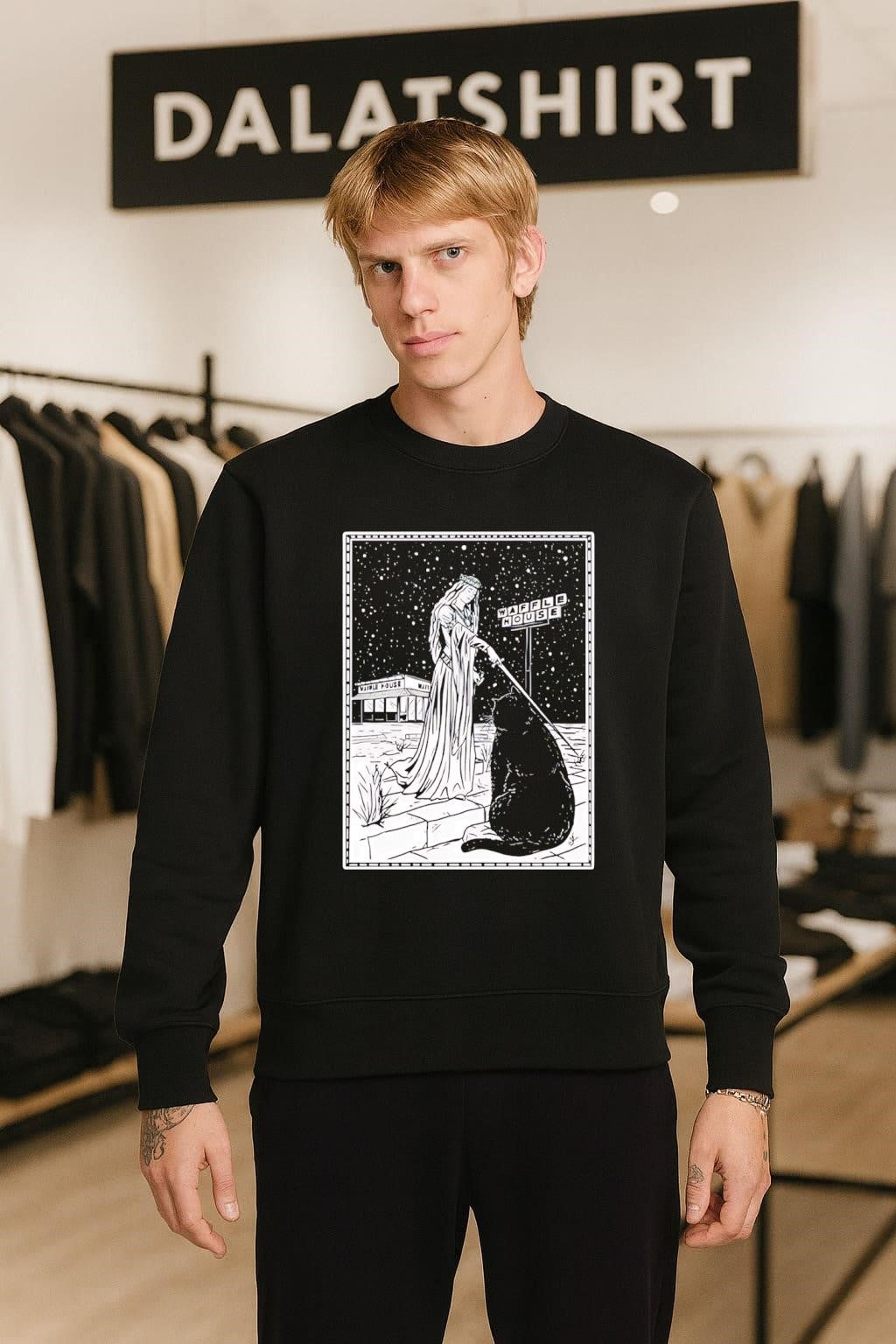 Medieval Cat Waffle House Tarot retro shirt