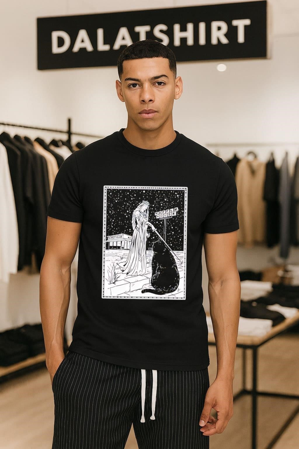 Medieval Cat Waffle House Tarot retro shirt