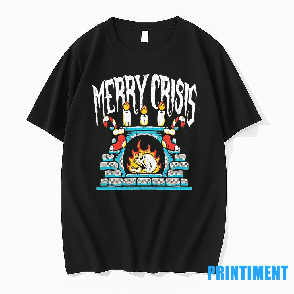 Merry Crisis Skull On Chimney Christmas Tshirts Sweater