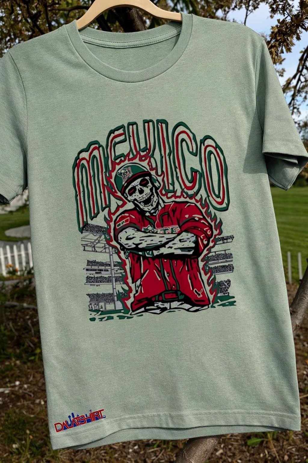 Mexico baseball skull player in stadium shirt