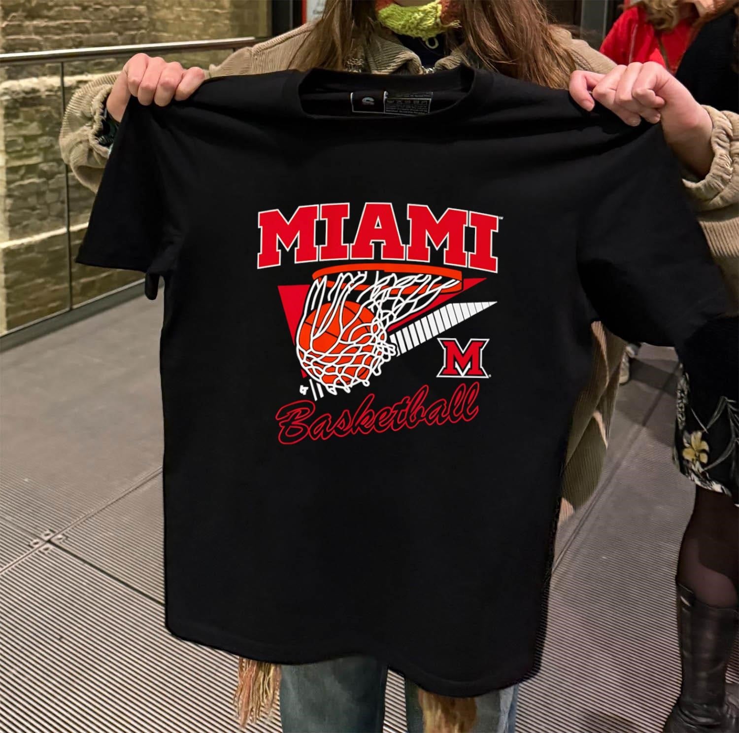 Miami Basketball Net Goal Sports Retro Graphic shirt