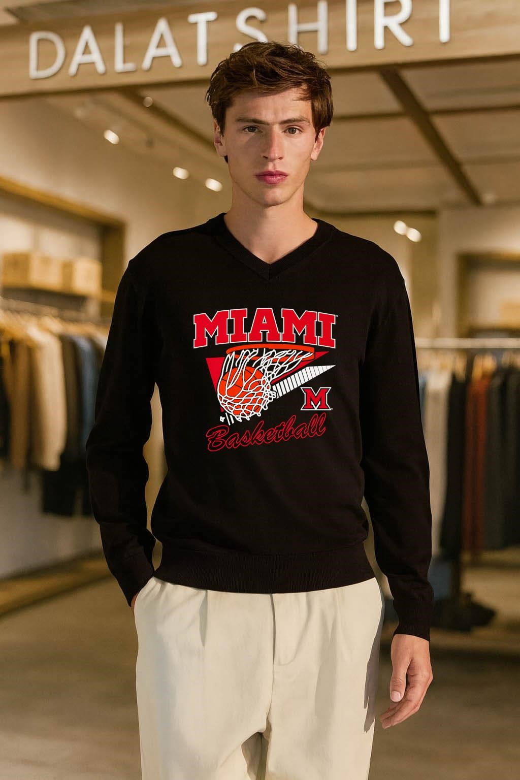 Miami Basketball Net Goal Sports Retro Graphic shirt