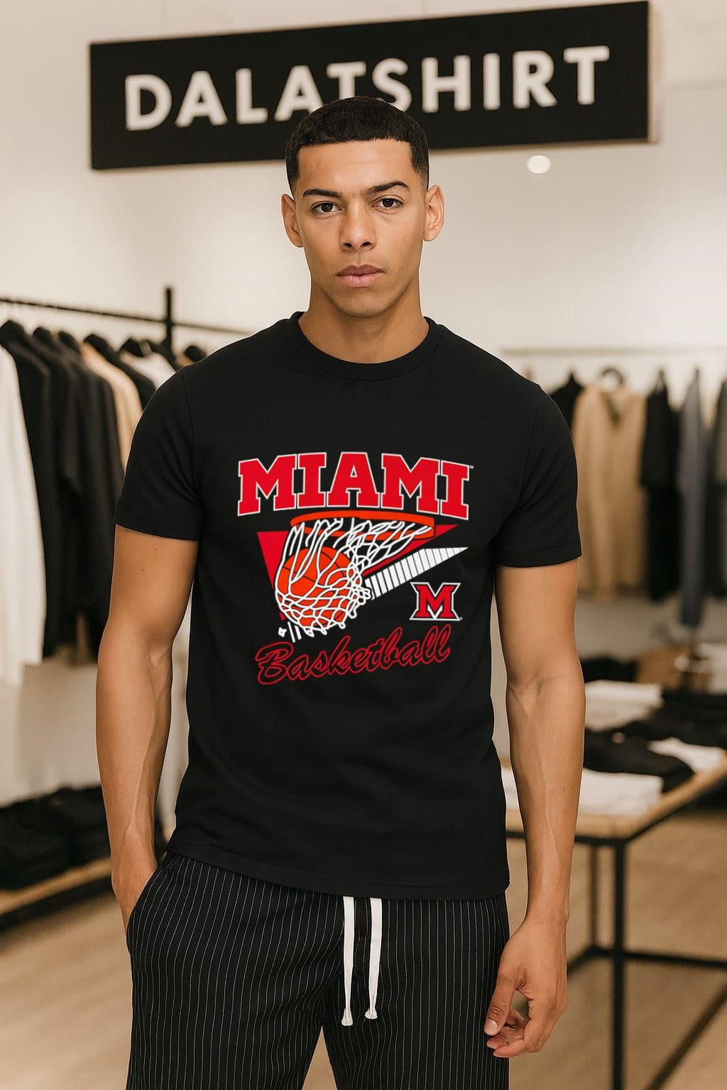 Miami Basketball Net Goal Sports Retro Graphic shirt