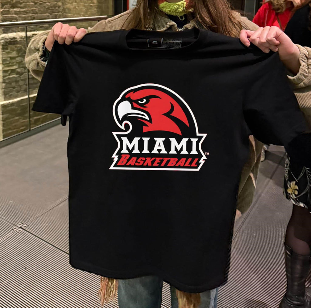 Miami Basketball Redhawk Mascot Head Sports Logo shirt