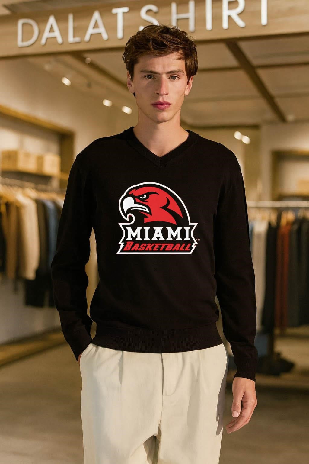 Miami Basketball Redhawk Mascot Head Sports Logo shirt
