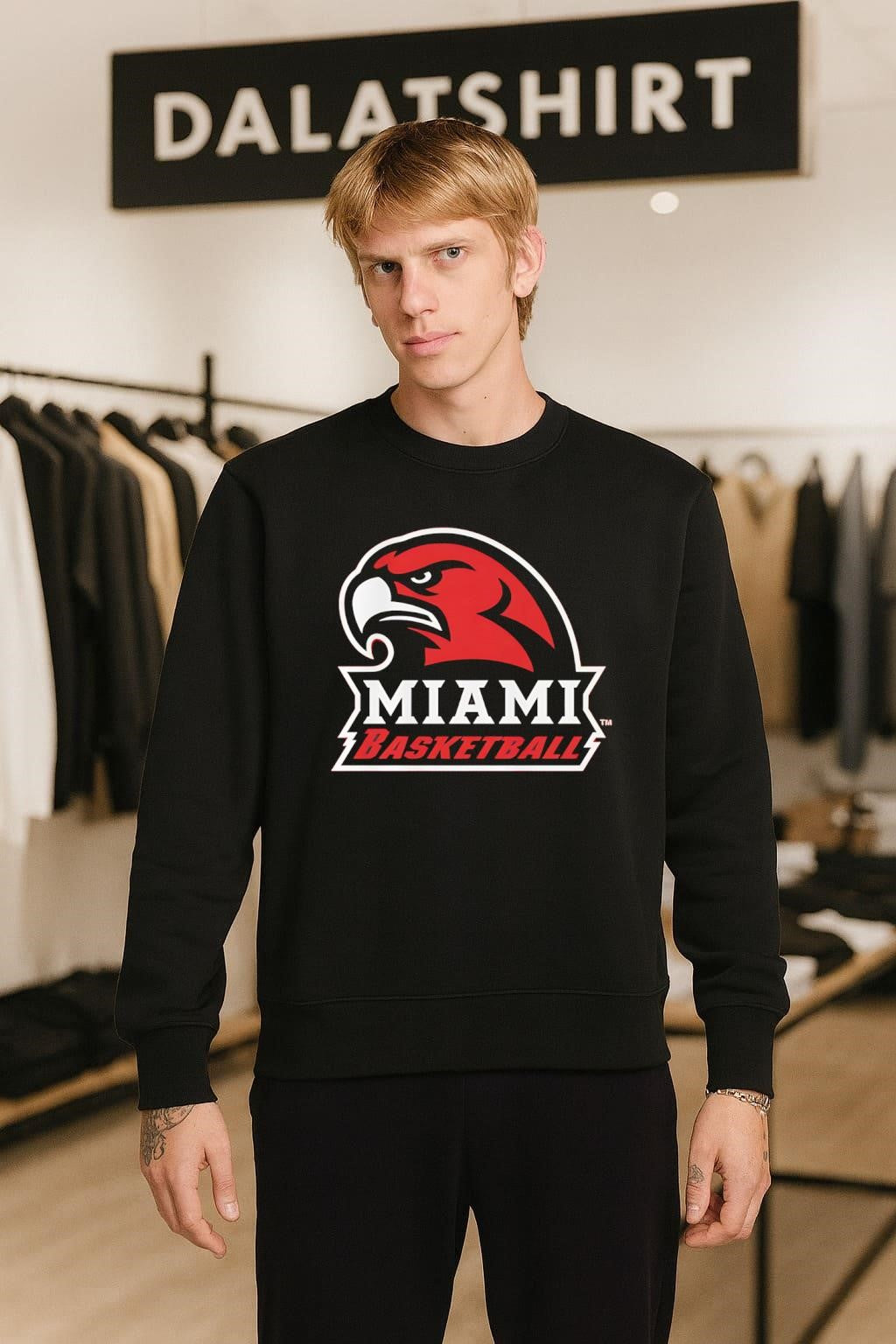 Miami Basketball Redhawk Mascot Head Sports Logo shirt
