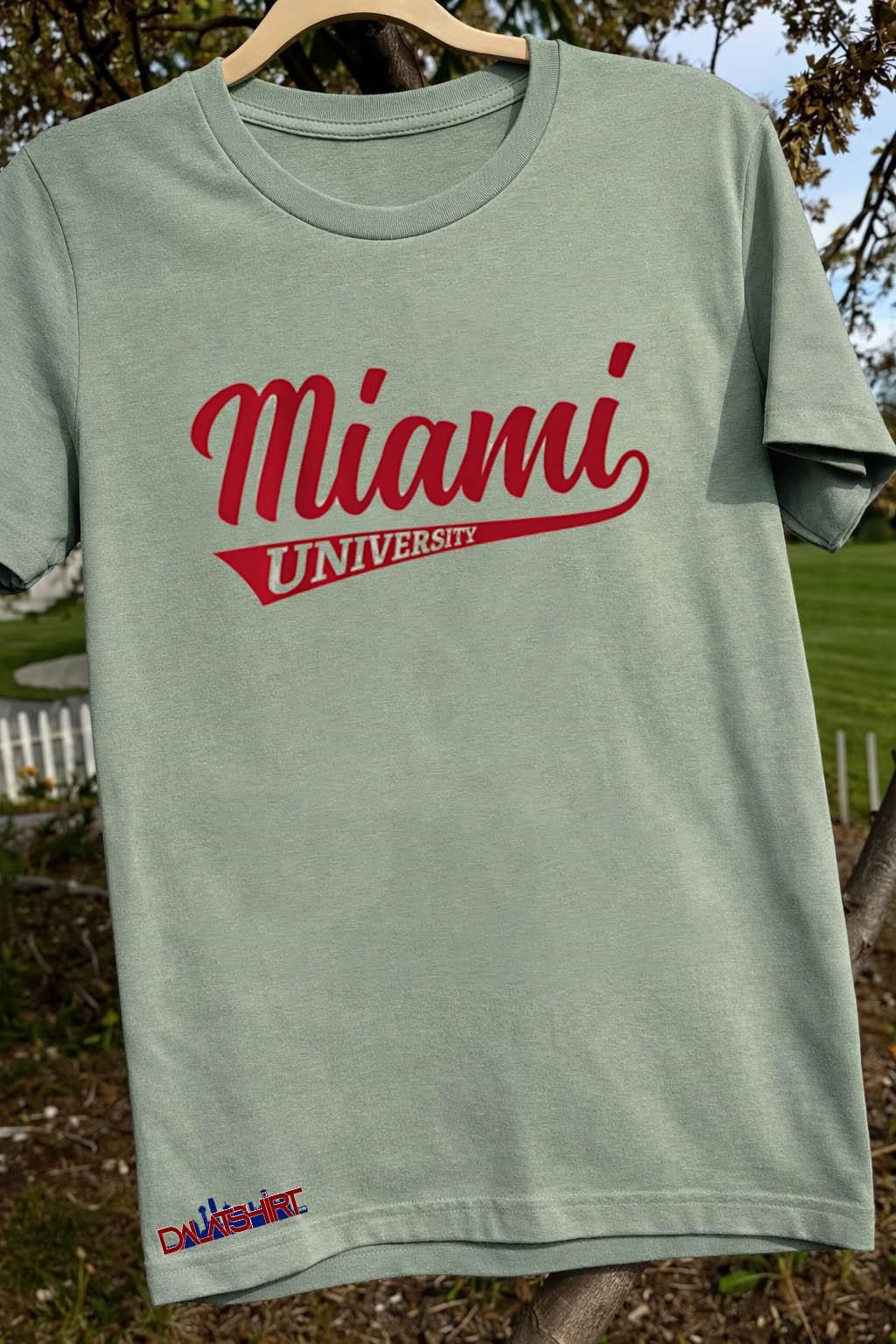 Miami University Red Script Cursive Logo shirt