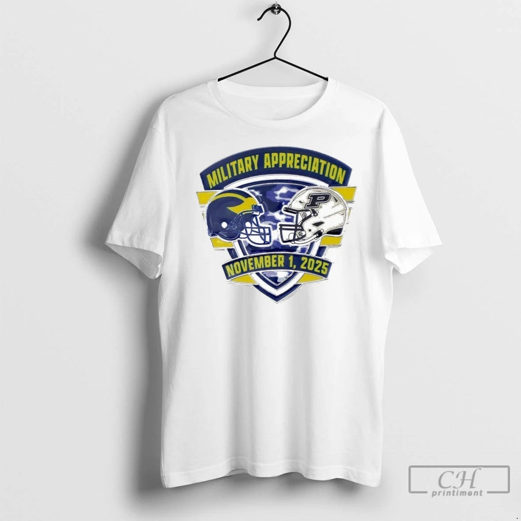 Michigan Wolverines Vs Purdue Boilermakers 2025 Gameday Military Appreciation T Shirts