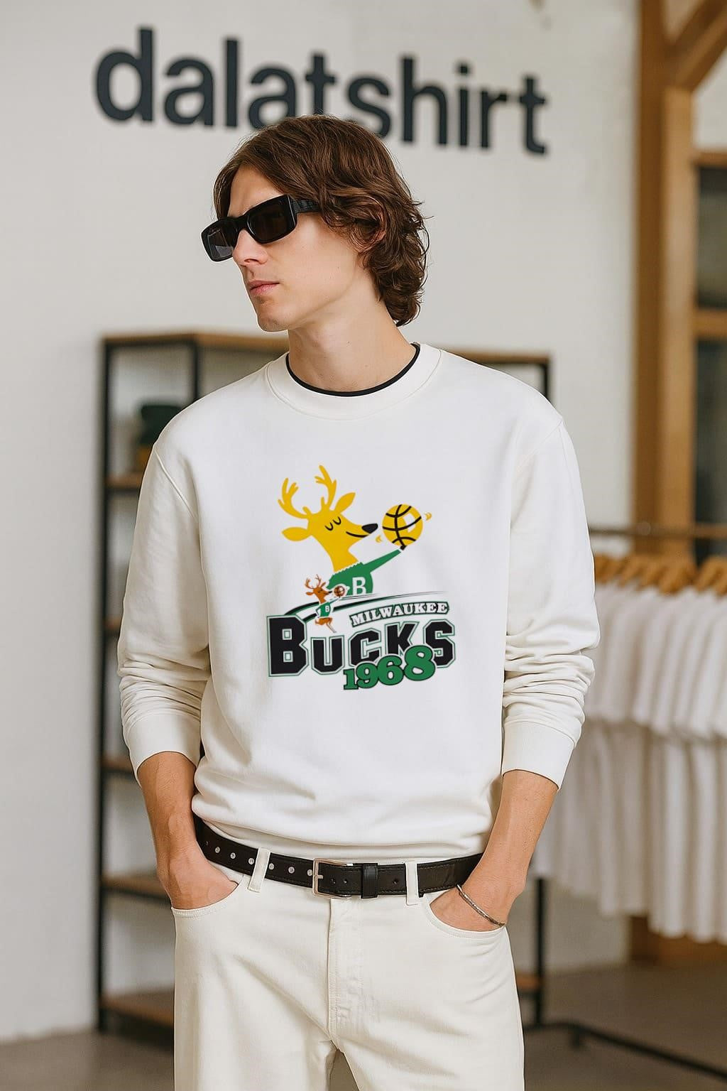 Milwaukee BUCKS 1968 Retro Cartoon Deer Mascot Logo Graphic shirt