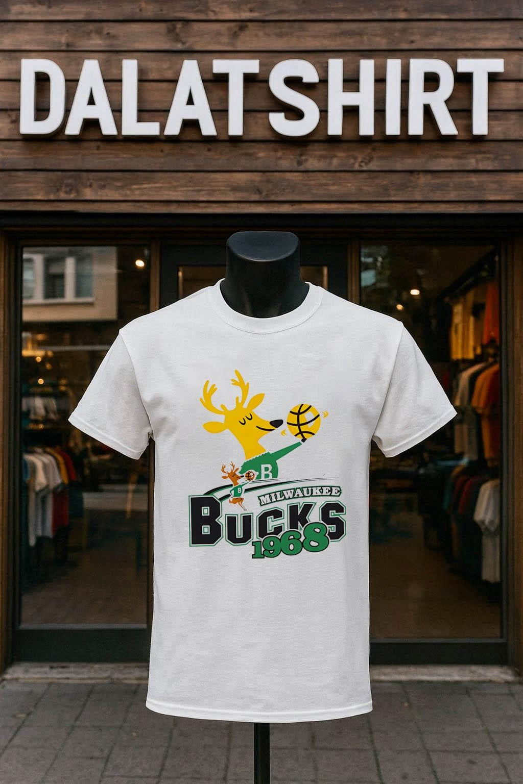 Milwaukee BUCKS 1968 Retro Cartoon Deer Mascot Logo Graphic shirt