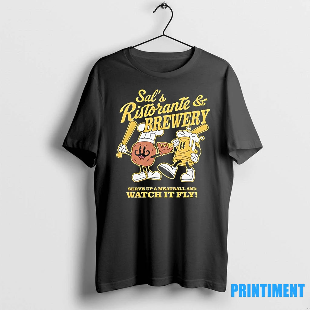 Milwaukee Brewers Sals Ristorante And Brewery Serve Up A Meatball And Watch It Fly Tshirts