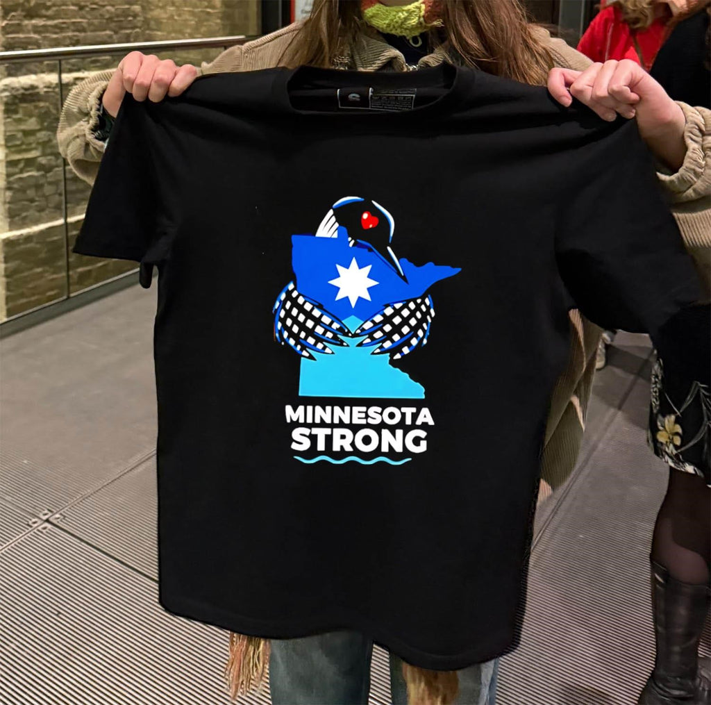 Minnesota Strong State Outline Loon With Heart Logo shirt