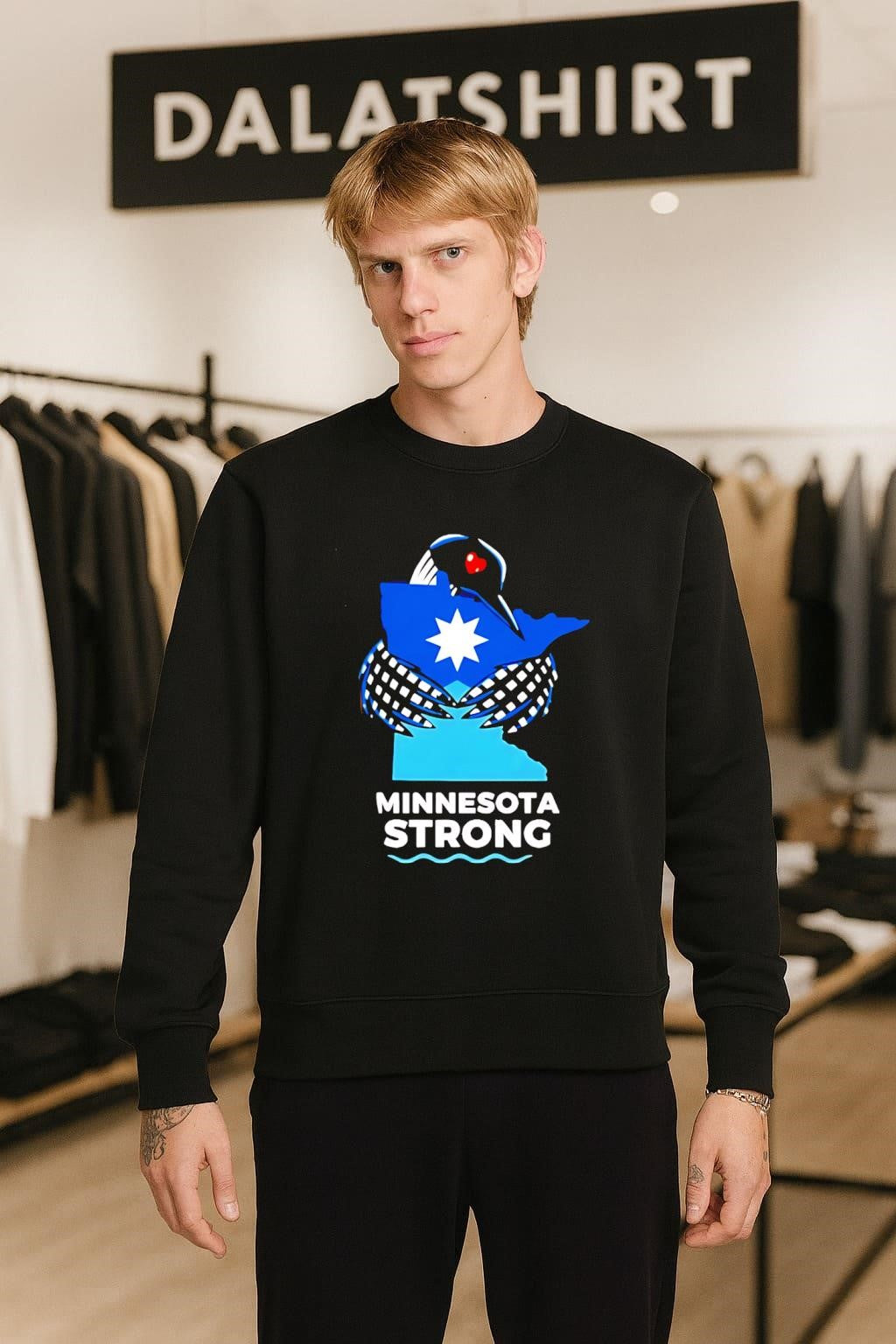 Minnesota Strong State Outline Loon With Heart Logo shirt