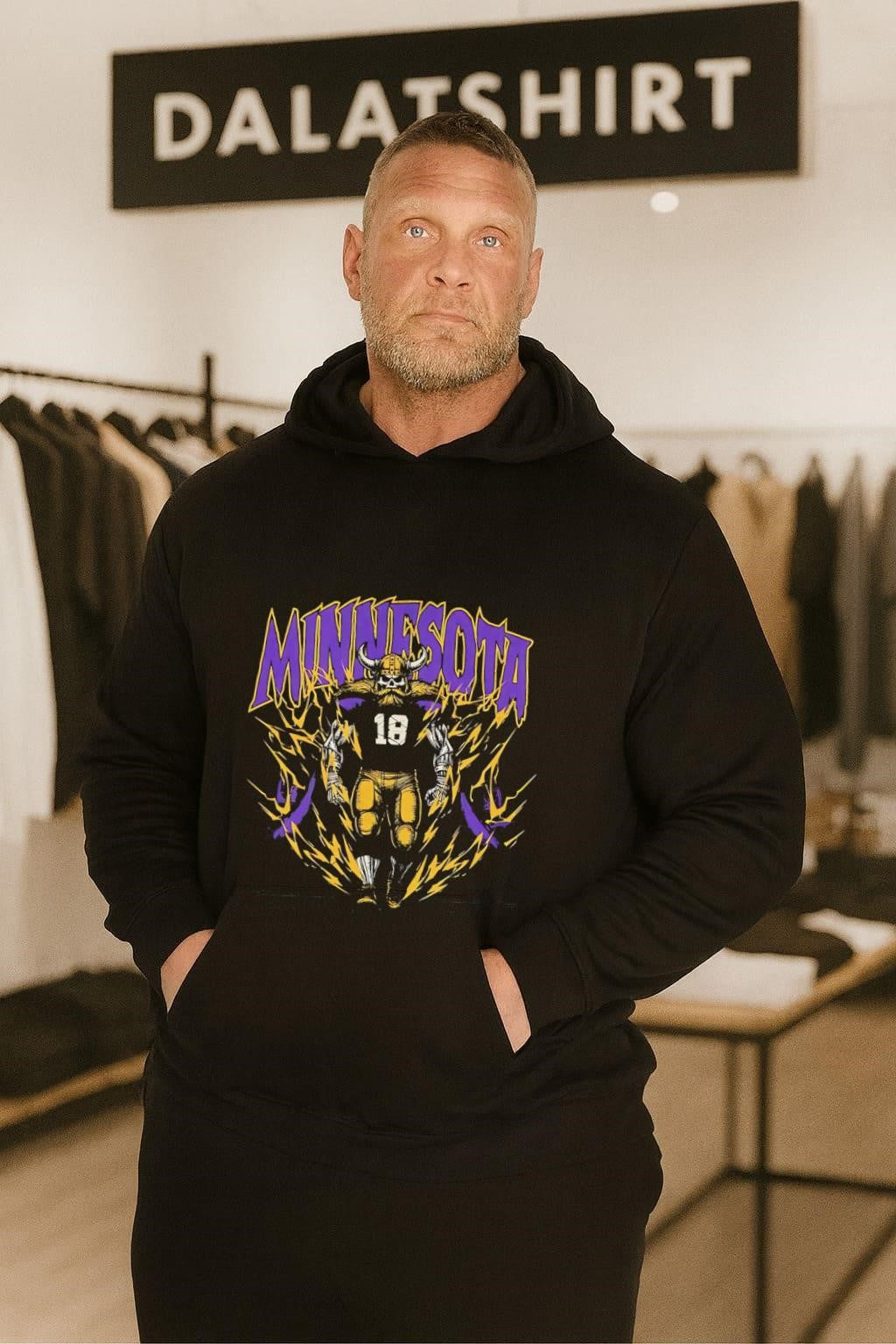 Minnesota Vikings Skull Warrior Number 18 Lightning Graphic shirt