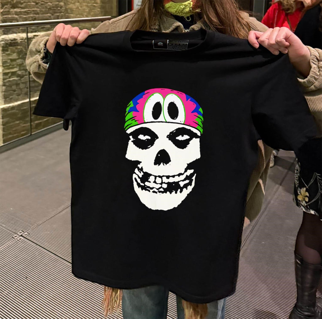 Misfits Skull Logo with Colorful Tropical Pattern shirt