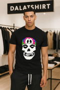 Misfits Skull Logo with Colorful Tropical Pattern shirt