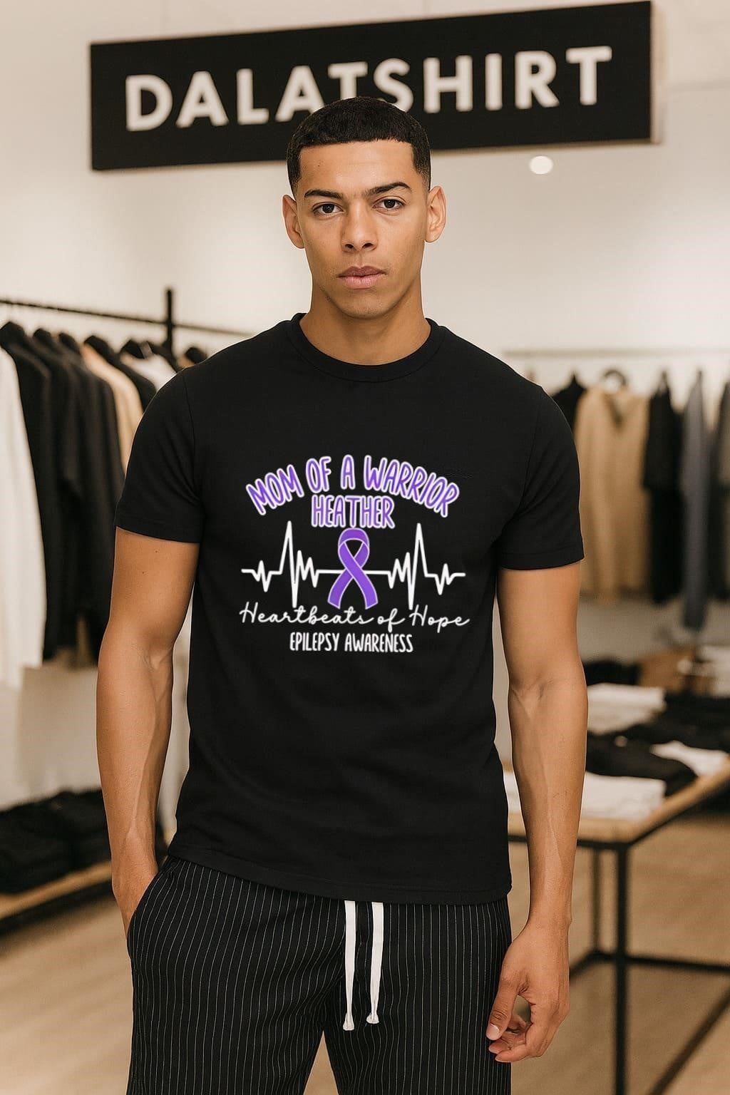 Mom Of A Warrior Heather Epilepsy Awareness Heartbeats shirt