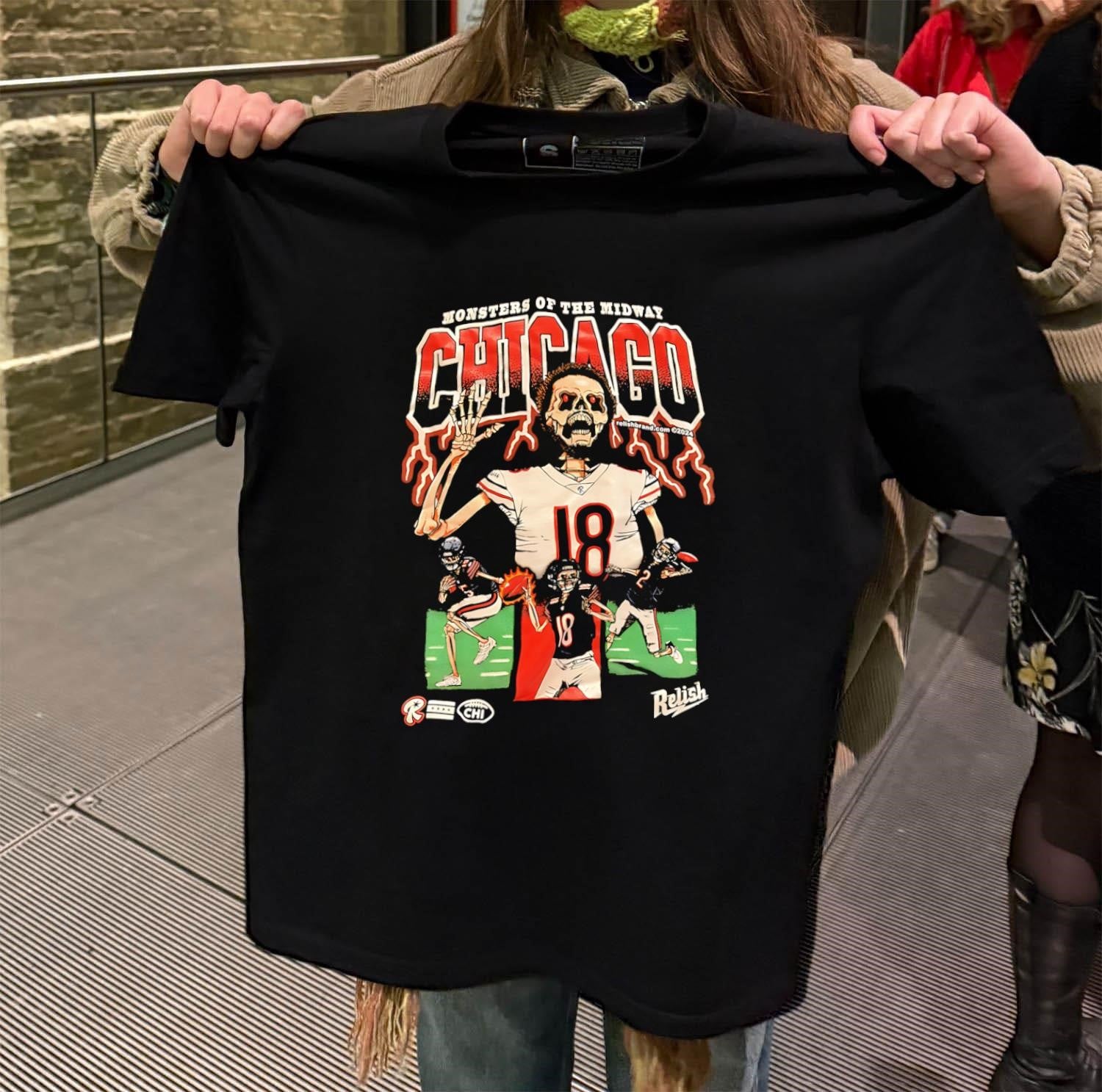 Monsters of the Midway Chicago 18 Skeleton Football Player shirt