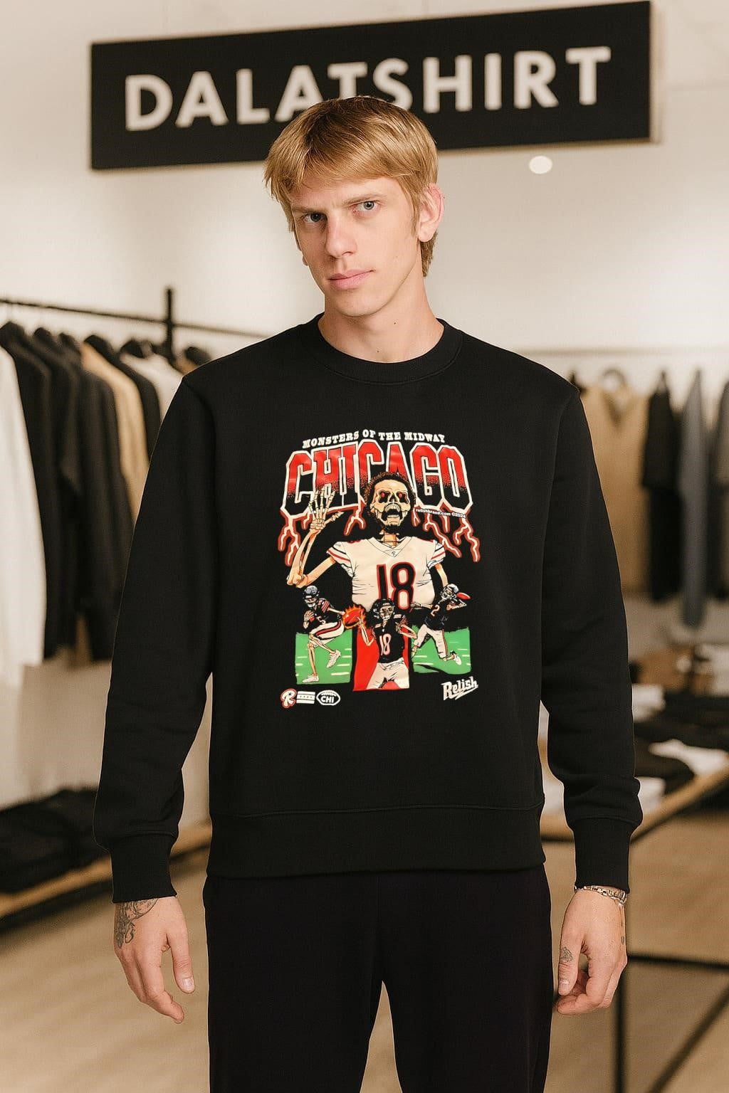 Monsters of the Midway Chicago 18 Skeleton Football Player shirt