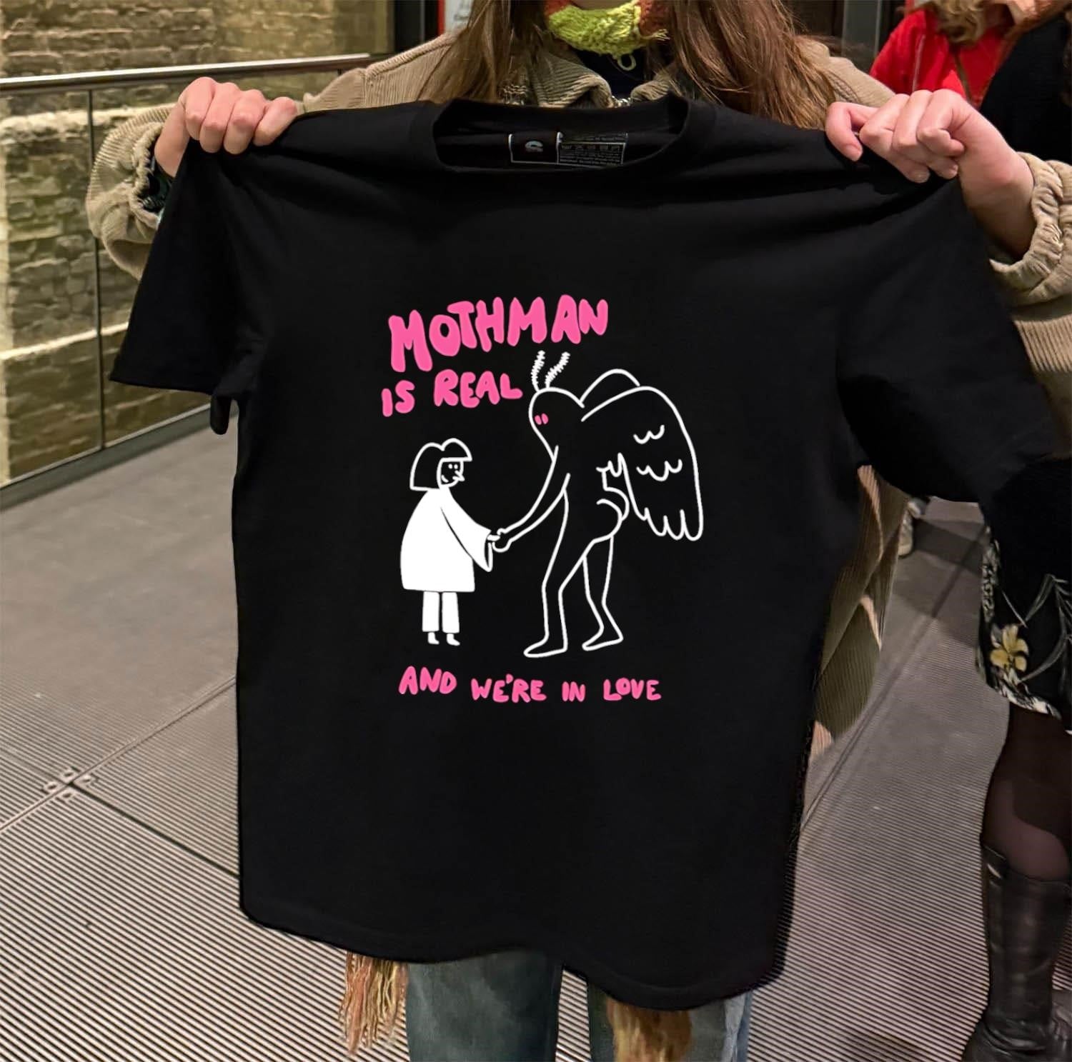 Mothman Is Real and We’re in Love cartoon shirt