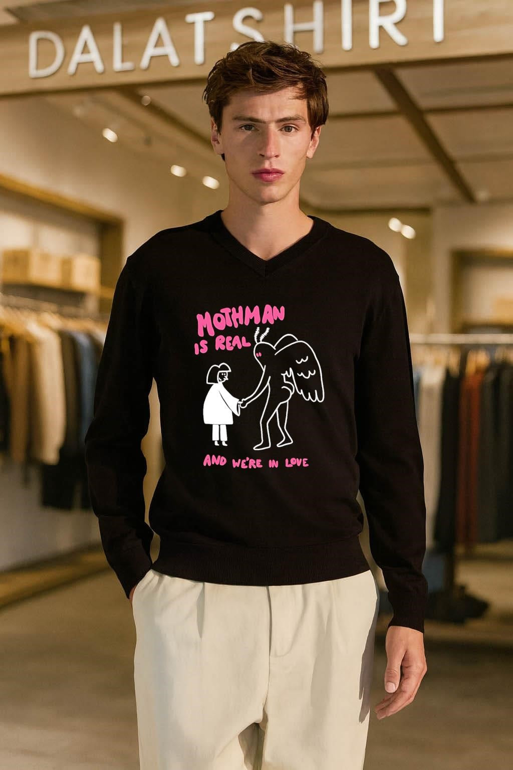 Mothman Is Real and We’re in Love cartoon shirt