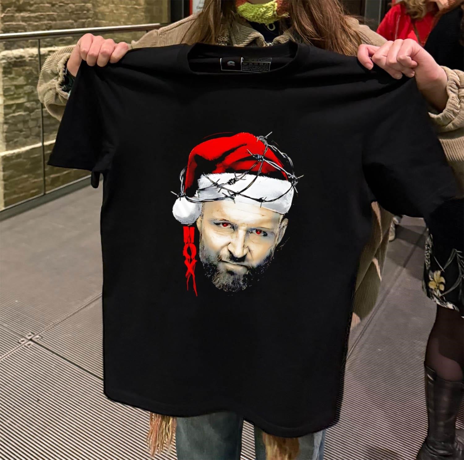 Mox Barbed Wire Santa Hat Jon Moxley Portrait shirt