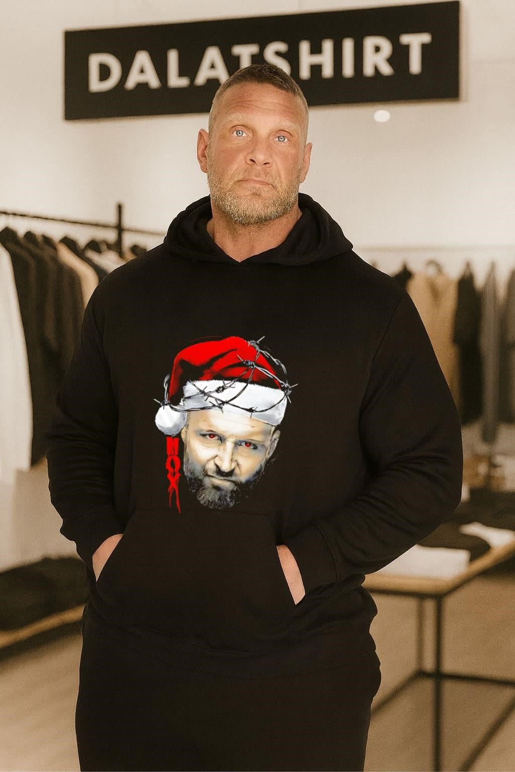 Mox Barbed Wire Santa Hat Jon Moxley Portrait shirt