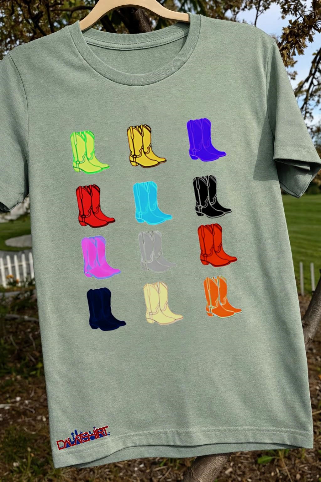 Multi Color Cowboy Boots Graphic Pattern shirt
