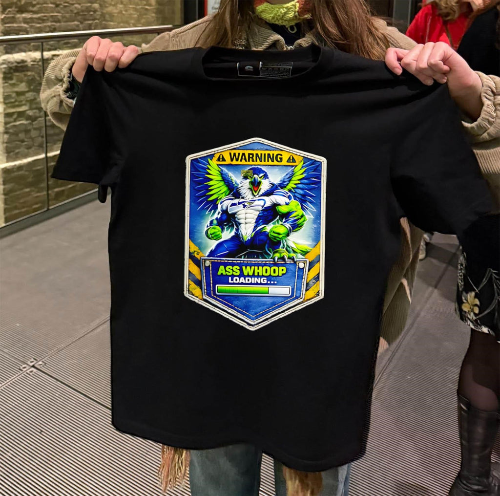 Muscle Seahawk Mascot Warning Ass Whoop Loading shirt