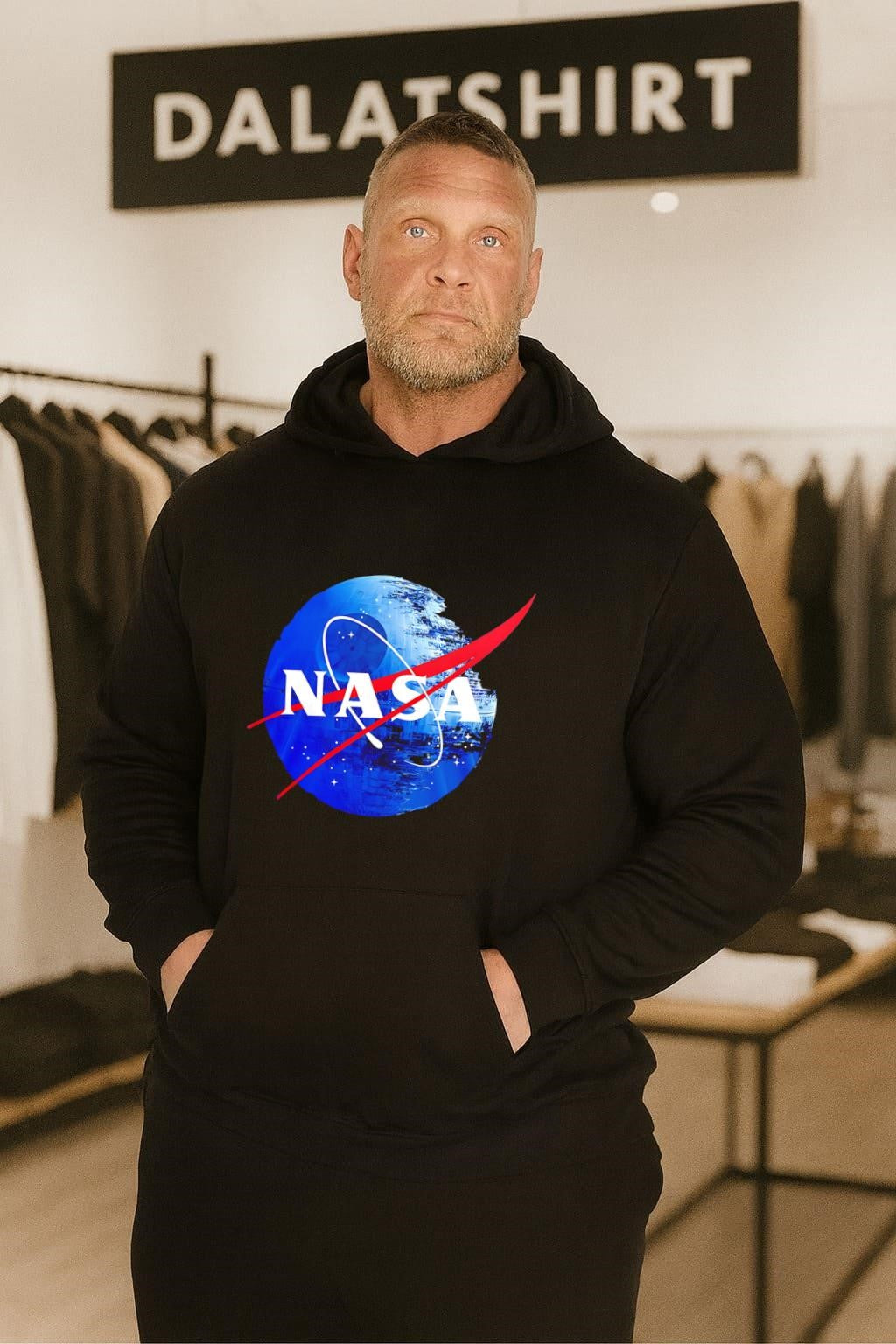 NASA logo on Death Star space station shirt