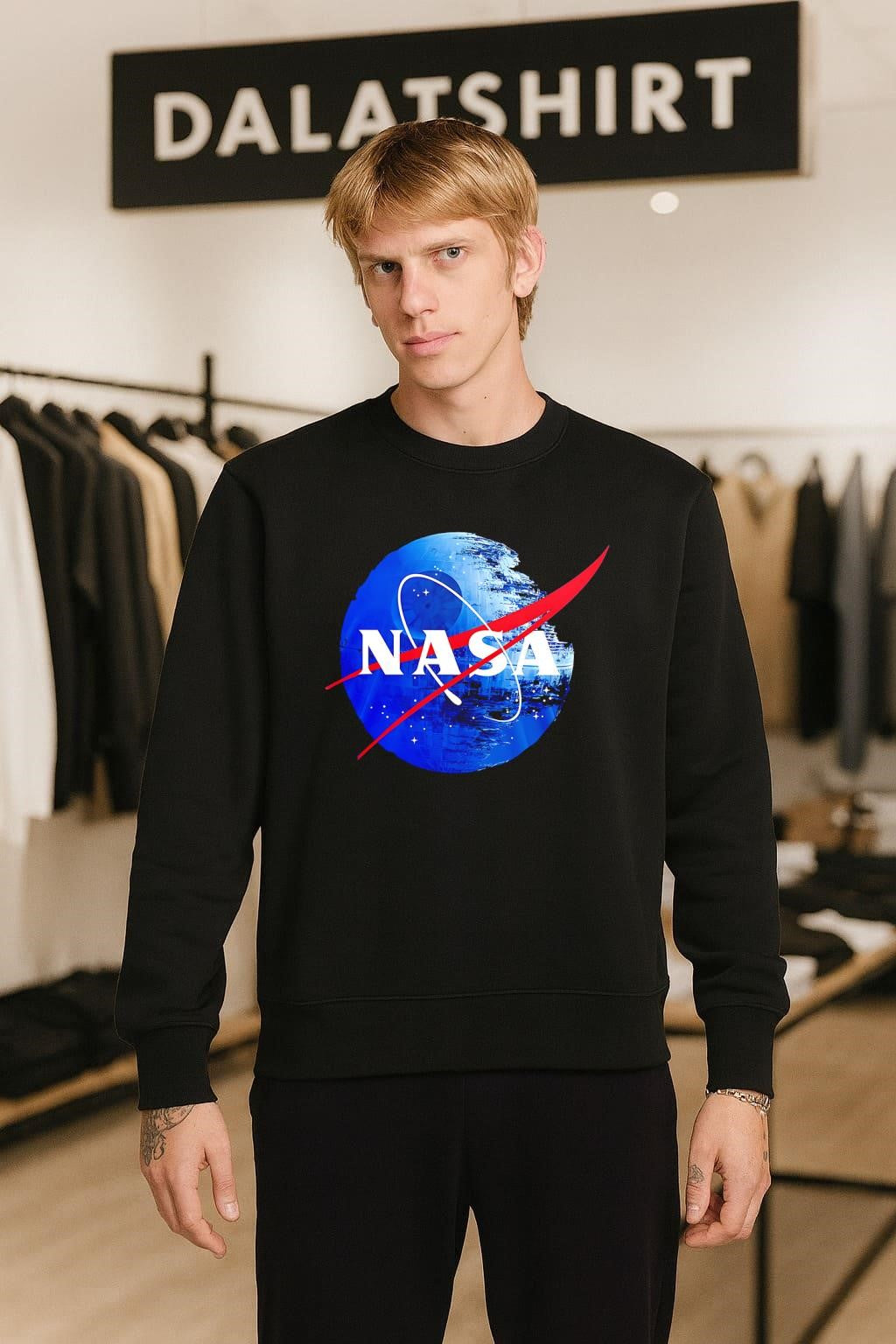 NASA logo on Death Star space station shirt