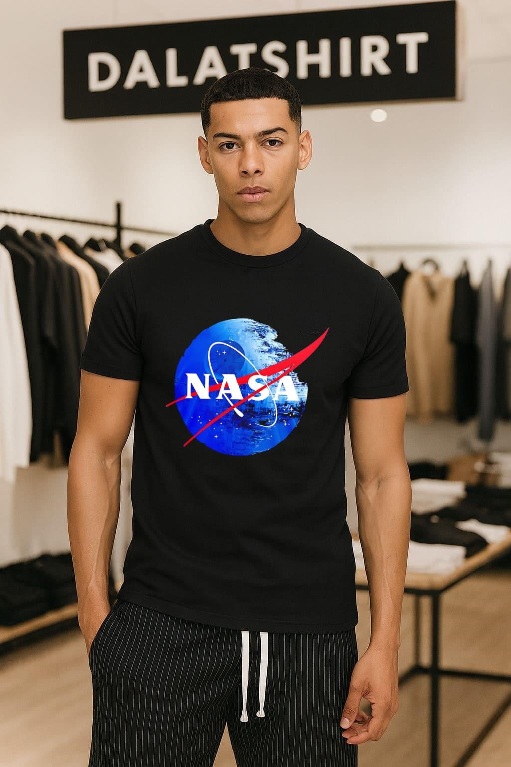 NASA logo on Death Star space station shirt