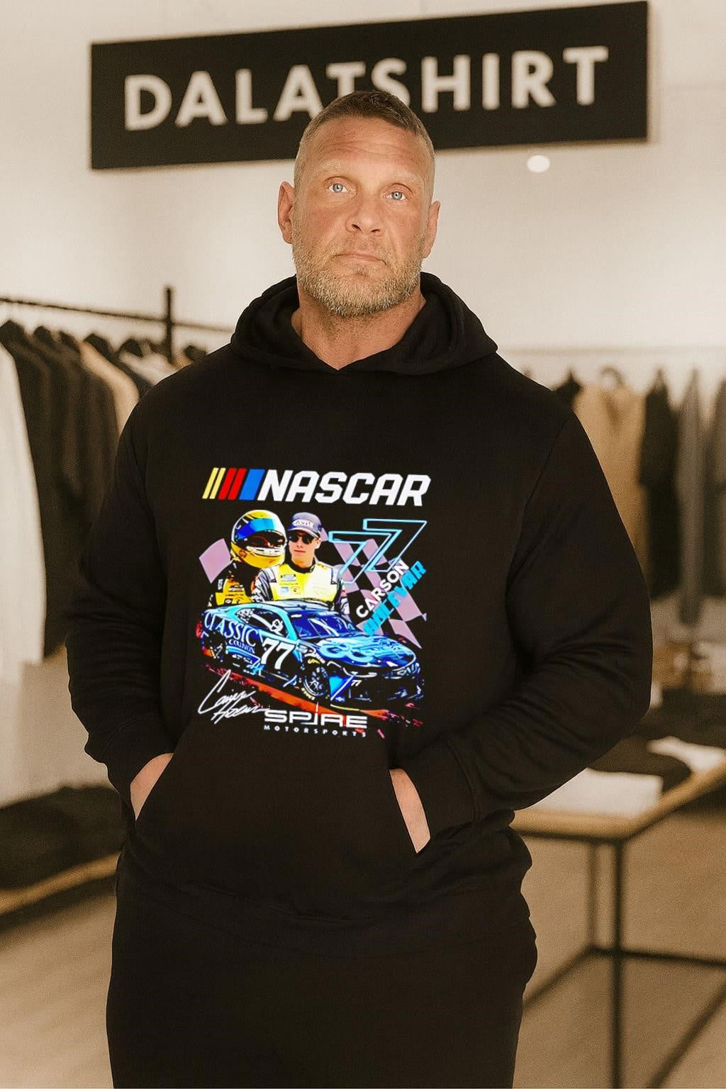 NASCAR Carson Hocevar Spire Motorsports Racing Car Graphic shirt