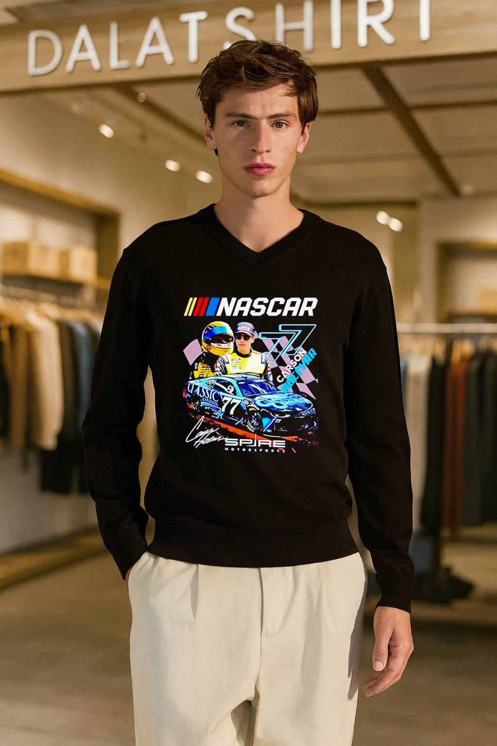 NASCAR Carson Hocevar Spire Motorsports Racing Car Graphic shirt
