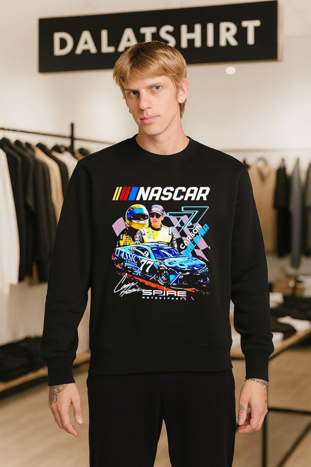 NASCAR Carson Hocevar Spire Motorsports Racing Car Graphic shirt