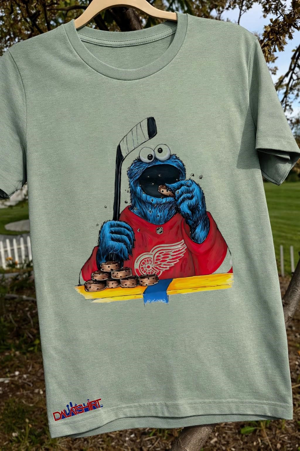 NHL Detroit Red Wings Cookie Monster hockey stick shirt