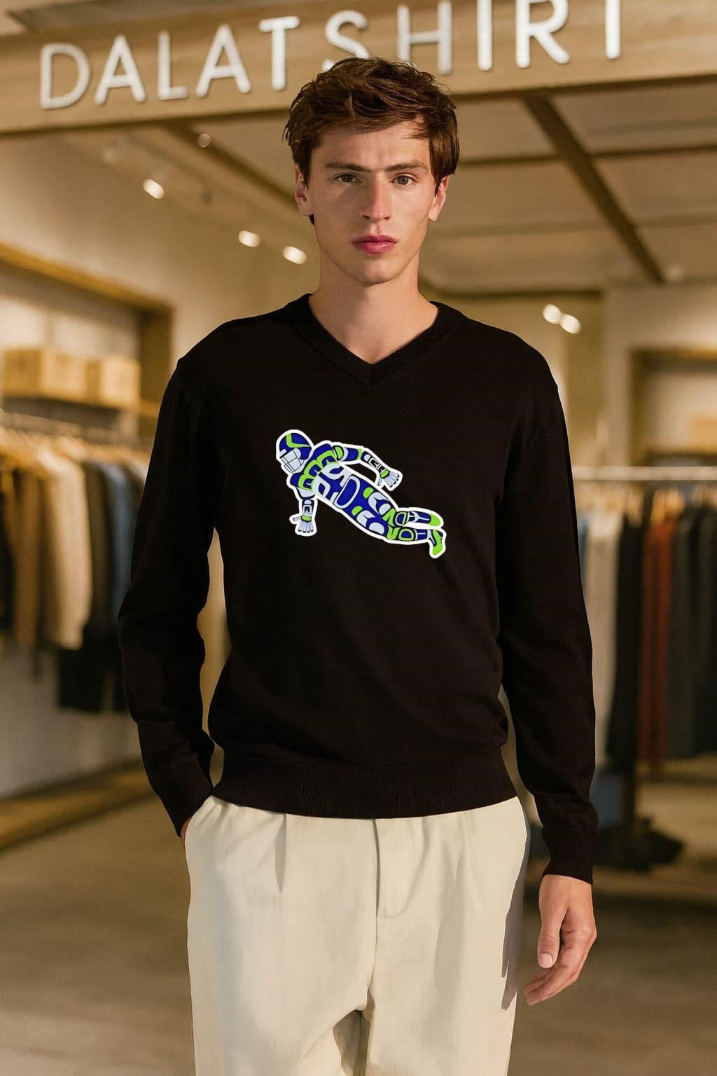 Native American Formline Art Football Player Action Pose shirt