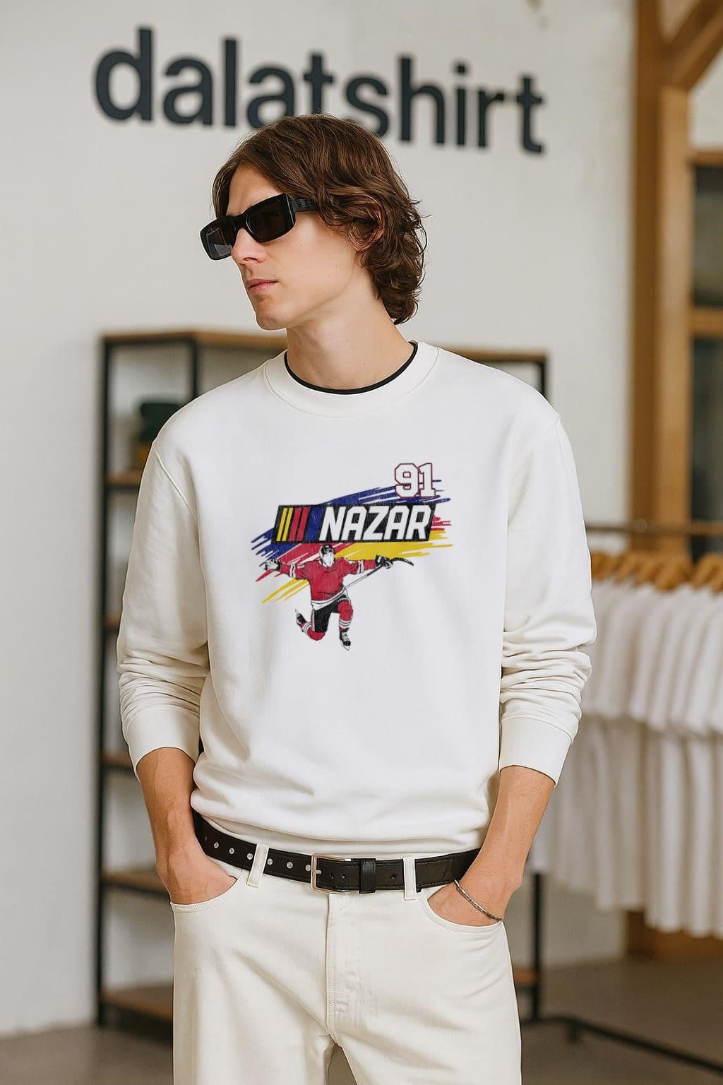 Nazar 91 Chicago Hockey Player Celebration Abstract shirt