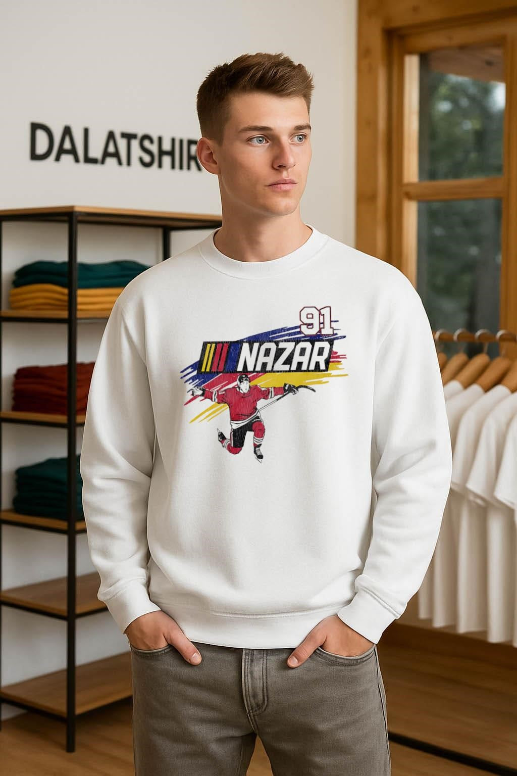 Nazar 91 Chicago Hockey Player Celebration Abstract shirt